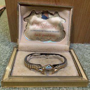 Works! Wittnauer Ladies Swiss Watch 10K Rolled Gold Plate Bezel Wind Up W/ Case!